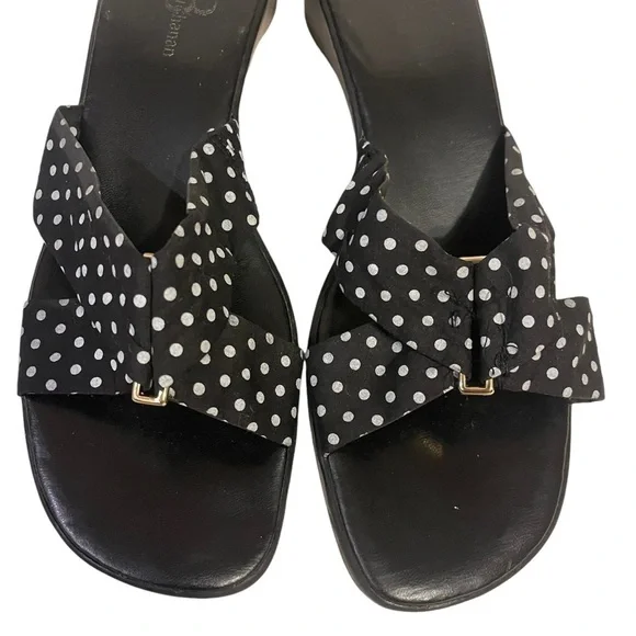 Women’s JENNY BUCHANAN Claire Black White Polka Dot Sandals Slip On Shoes - Picture 6 of 10